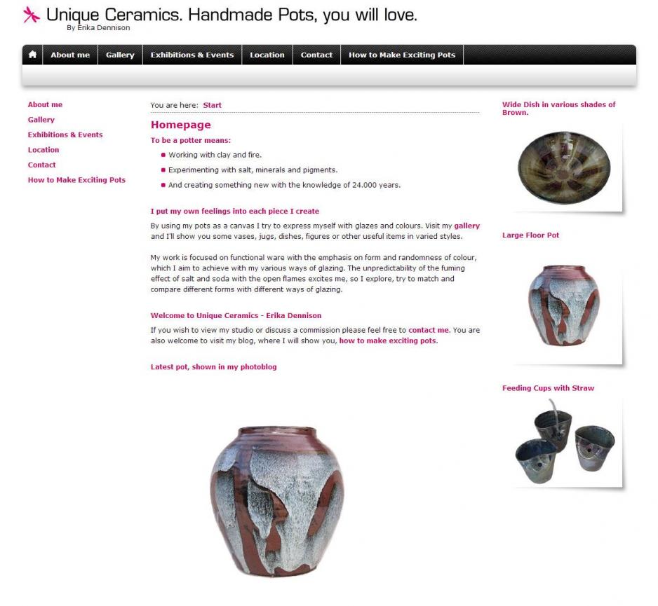 Unique Ceramics, realisiert mit WordPress